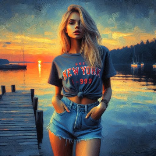 New York Lake T-Shirt And Denim